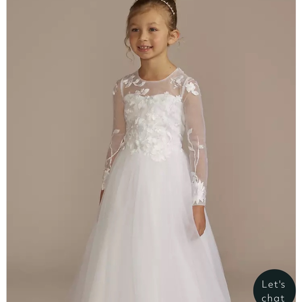 DB STUDIO
Floral Applique Long Sleeve Communion Dress